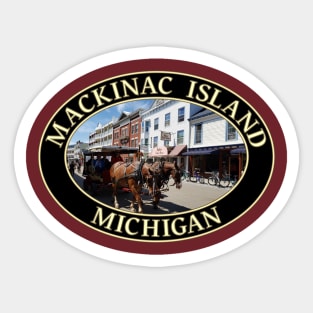 Horse and Carriage in Downtown Mackinac Island, Michigan Sticker